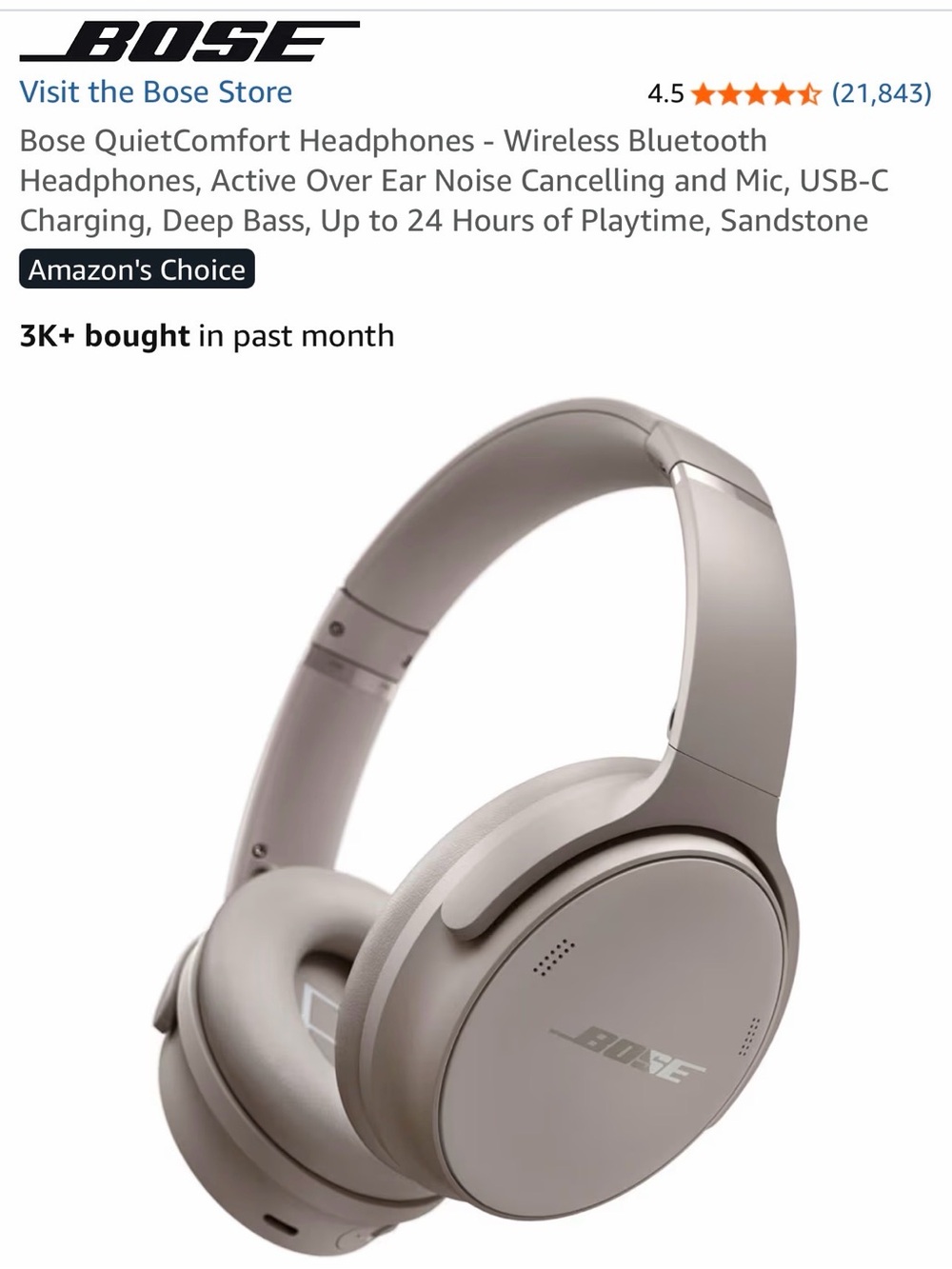 Bose Over-Ear Wireless Headphones — Sandstone